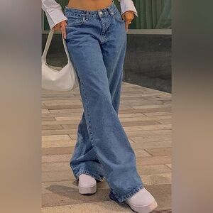 GILIPUR Solid LOW Waist Wide LEG JEANS NWT